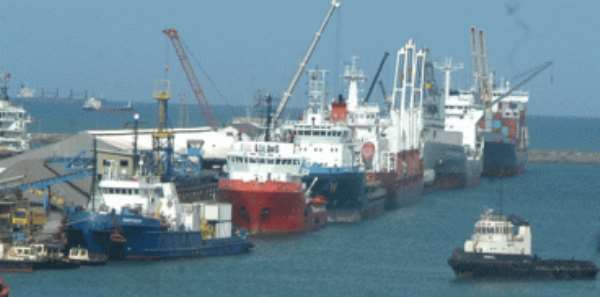 A line-up of vessels that had berthed at the Takoradi Port