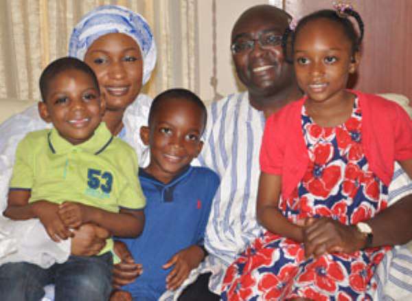 2012 Vice Presidential candidate, Dr Mahamudu Bawumia and his young family after yesterday's announcement