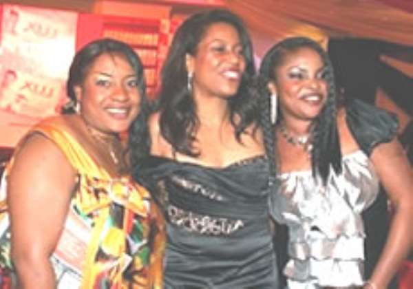 From left, renowned actress, Lola Alao, Helen Ajayi, former Miss Nigeria and Foluke Daramola at the Nite of Temptation for the unveiling of the new Lux variants in Lagos