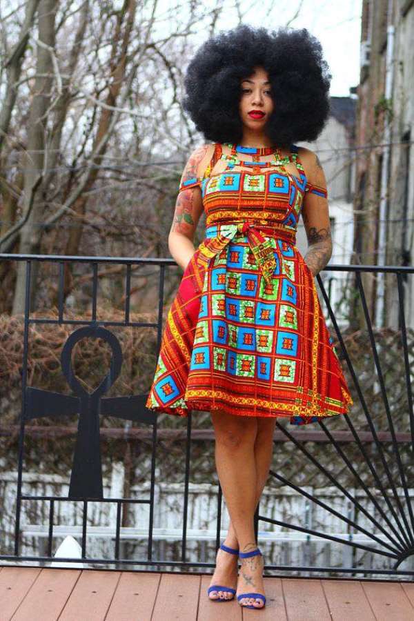 slim fit dress slacks multi coloured off shoulder African flare dress – Styles By Tumi main image 0