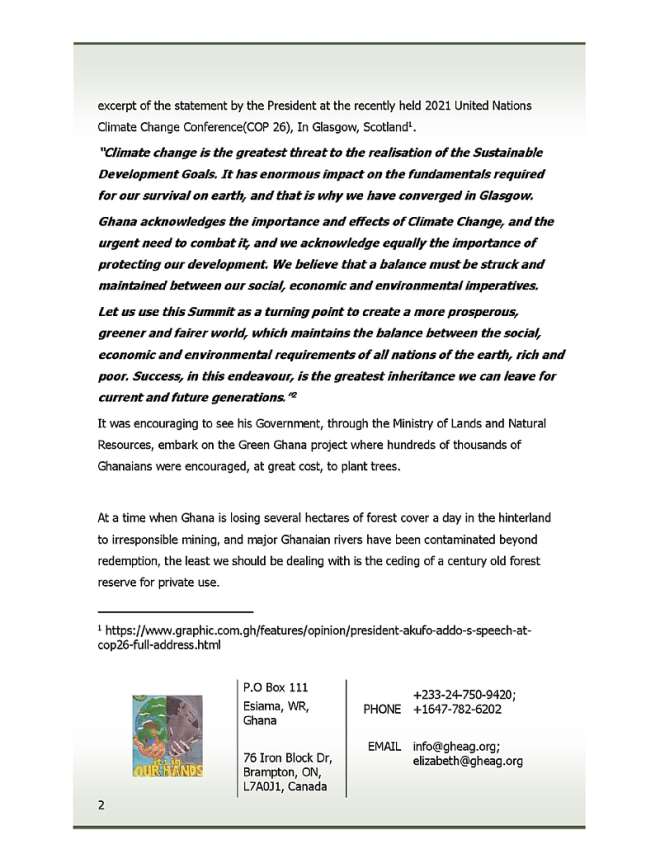 Ghana Environmental Advocacy Group Statement On Ei 144 Forests (cessation Of Forest Reserve