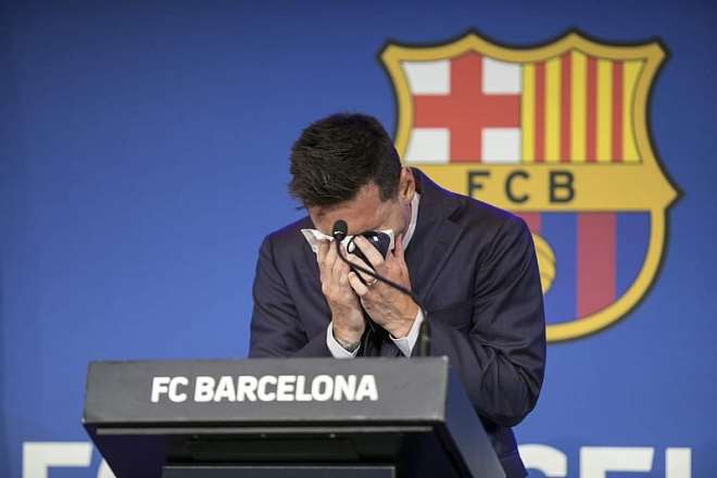 SAD: Lionel Messi shed tears as he bid Barcelona farewell after 21 ...