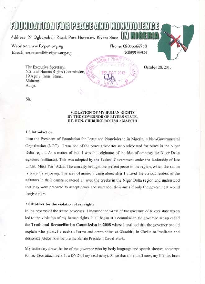 Gross Violation Of Human Rights By Governor Amaechi