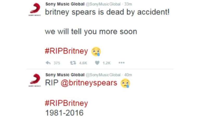 Sony Music Sorry After Hoax ‘britney Spears Dead Tweet