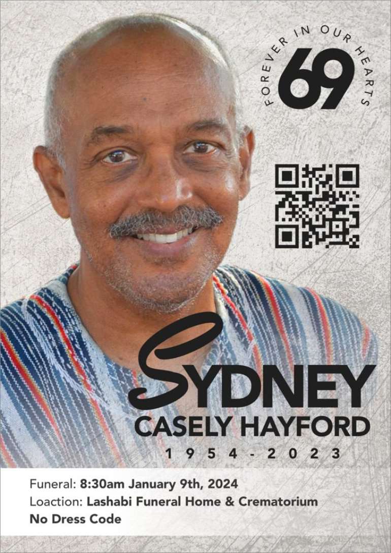 Funeral service for late Sydney CaselyHayford set for January 9