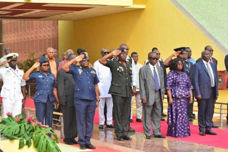 Akufo-Addo inspects guard of honour at Flagstaff House [Photos]
