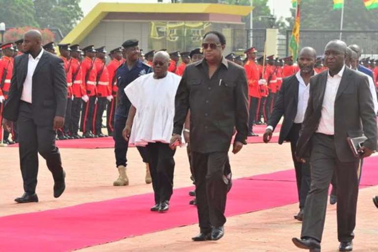 Akufo-Addo inspects guard of honour at Flagstaff House [Photos]