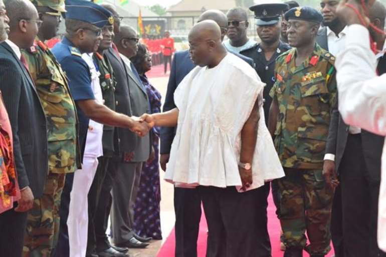 Akufo-Addo inspects guard of honour at Flagstaff House [Photos]