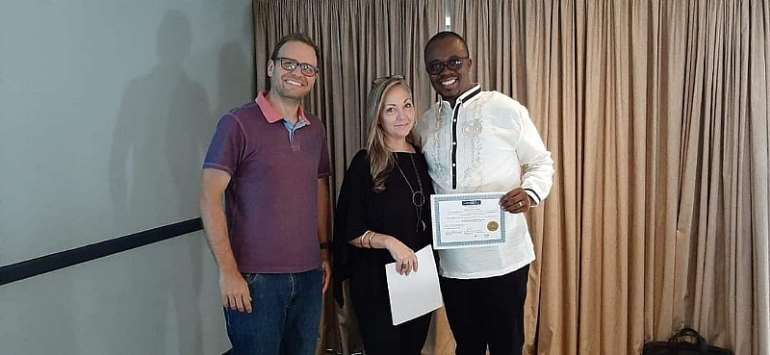 Scofray Yeboah in a pose with Jan and Kim