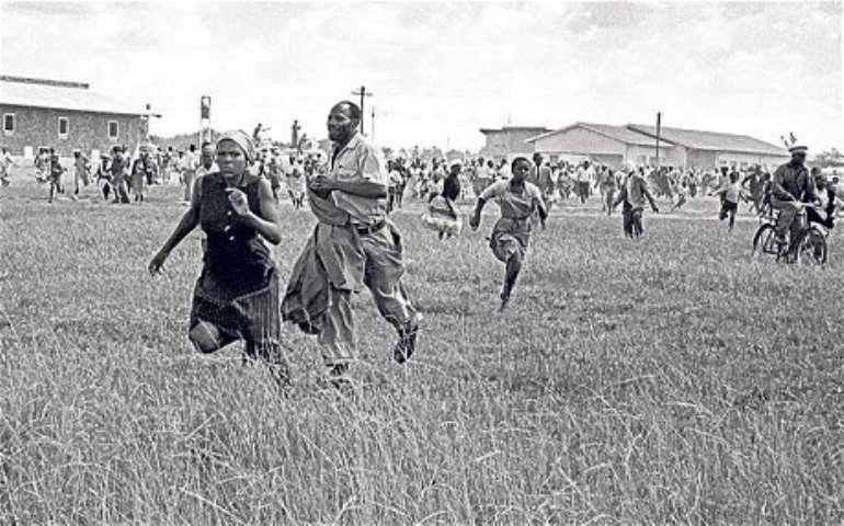 They are running for their dear lives: Brutality of Apartheid.