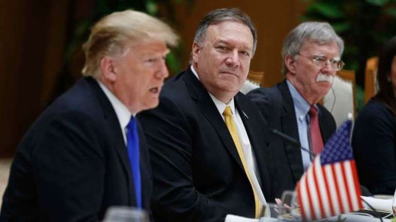 From left: Donald Trump, Mike Pompeo and John Bolton