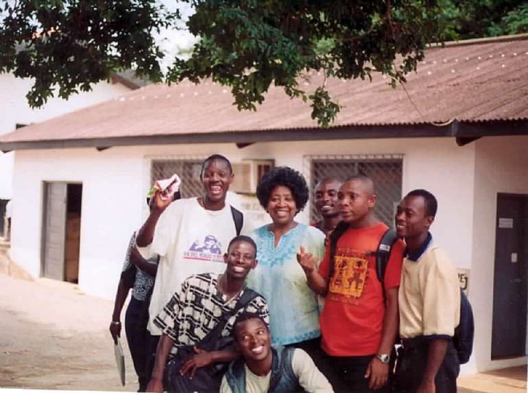 (Photo of Me and Notation Students on Campus at Legon)