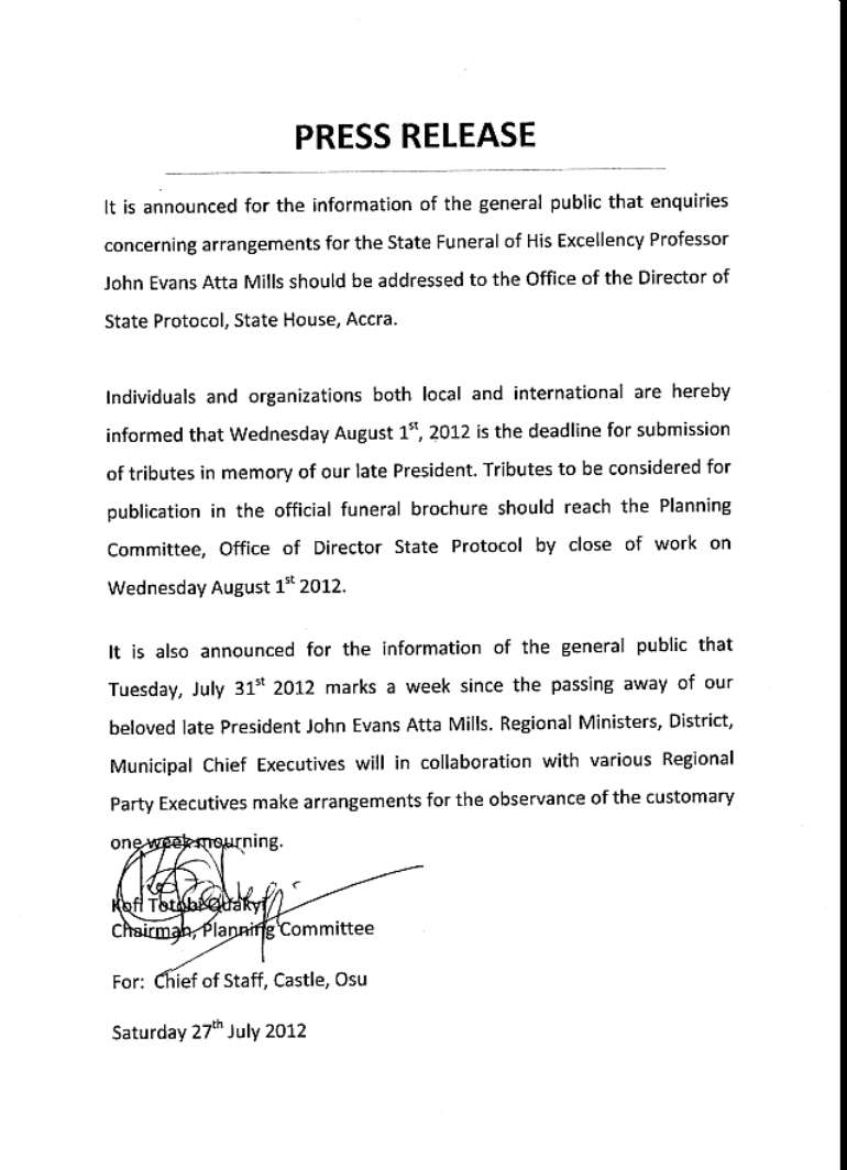funeral release