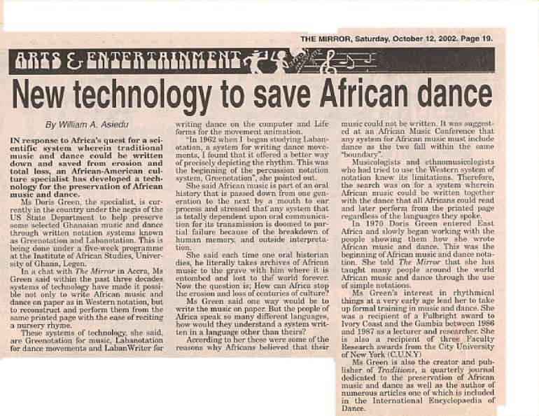(Photo of the Mirror Newspaper article)