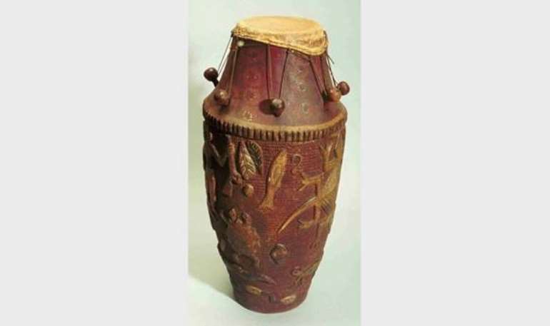 Drum, Benin, Nigeria, now in Wereldmuseum, Rotterdam, Netherlands.
