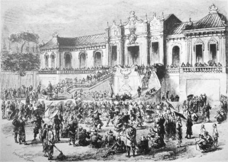 Looting of the Old Summer Palace, Gardens of Perfect Brightness, Beijing, (Yuan Ming Yuan) by Anglo-French forces in 1860.