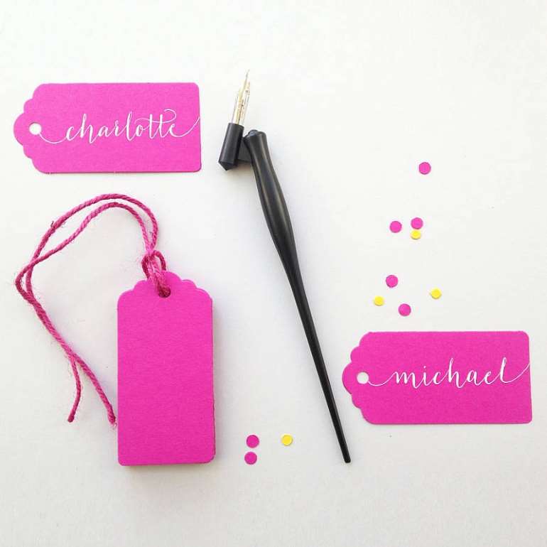 original luggagetagsandcalligraphypenset