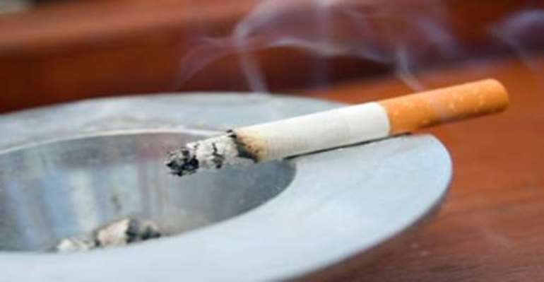 Cigarette on ash tray