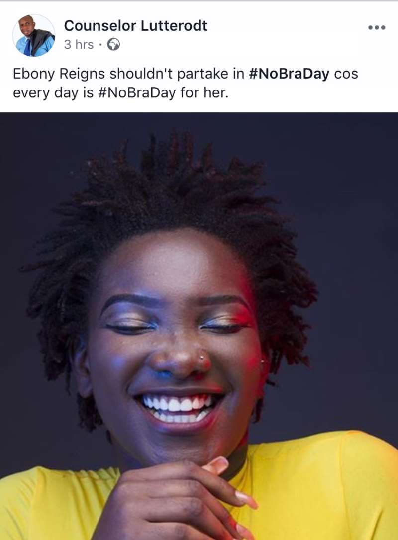 Lutterodt Say Ebony Needs No Bra Day
