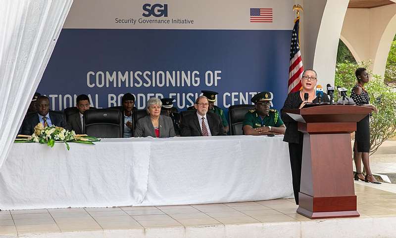 U.S. Department of State Assistant Secretary for the Bureau of International Narcotics and Law Enforcement Affairs Kirsten Madison speaking at the National Border Fusion Center commissioning on Wednesday, January 22, 2020.