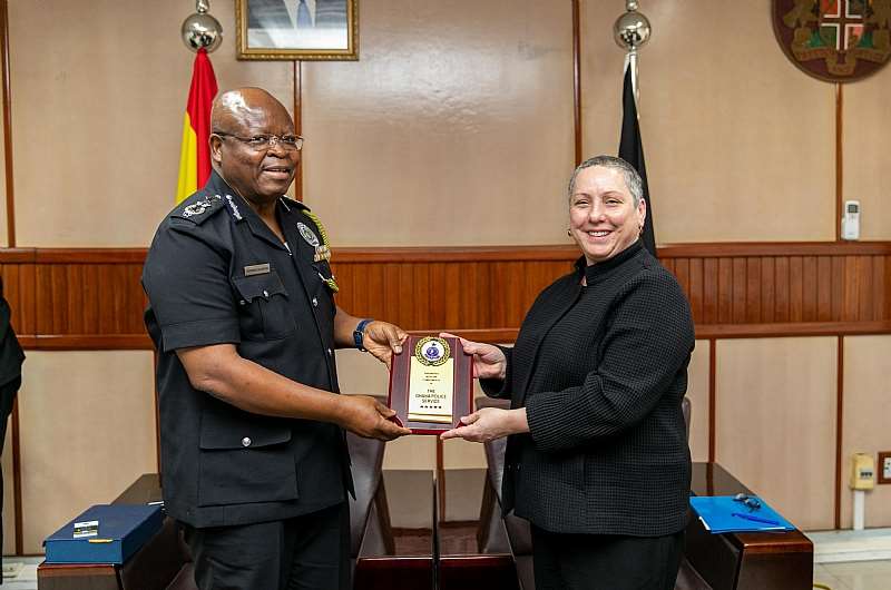 U.S. Department of State Assistant Secretary for the Bureau of International Narcotics and Law Enforcement Affairs Kirsten Madison meeting with Inspector-General of Police James Oppong-Boanuh on Thursday, January 23, 2020.