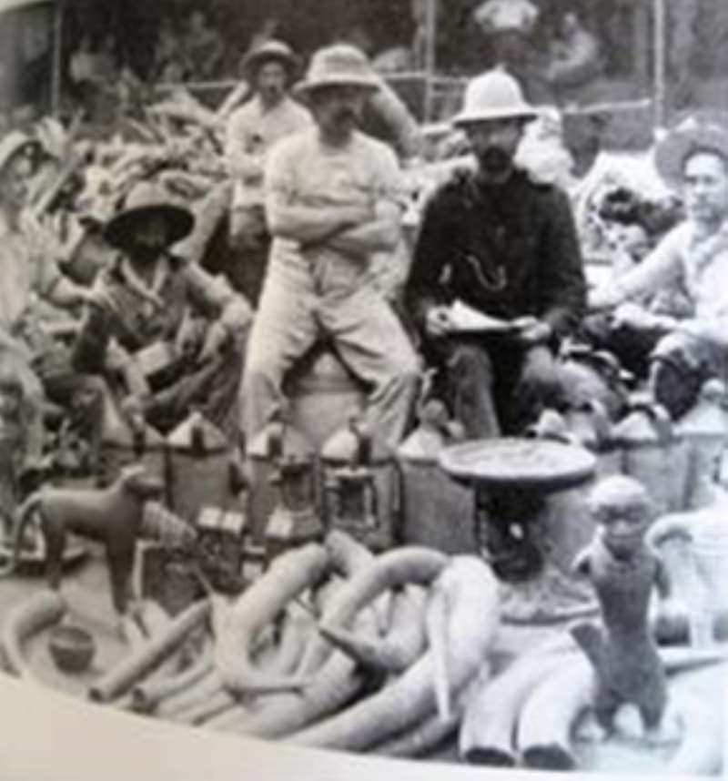 Members Of The Nefarious Punitive Expedition Of 1897 Posing Proudly With Their Looted Benin Artefacts
