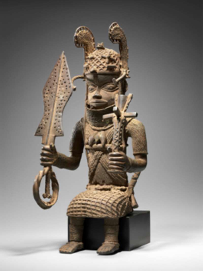 Returned - Brass Altar Benin Figure Stolen From The Obas Palace In The 1970s