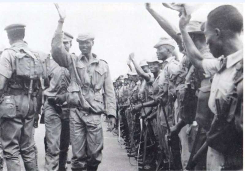 Maj. Afrifa Cheering His Men After The 1966 Coup Detat