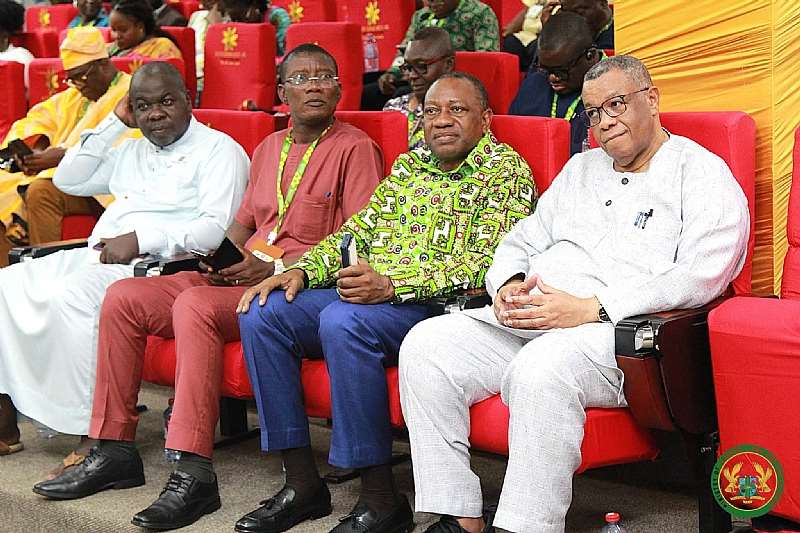 Presidential Advisor on the 24-Hour Economy and Accelerated Export Development Programme, Mr Augustus Tanoh,(on the right) sitting next to the Minister for Labour Jobs and Employment, Hon. Dr. Abdul-Rashid Hassan Pelpuo at the National Labour Conference in Ho.