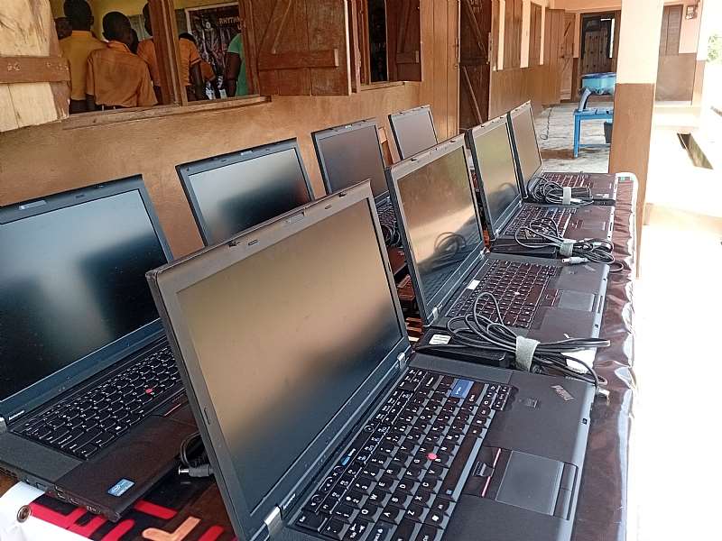10 Laptops donated by Baba George to Bakpe D.A Basic School