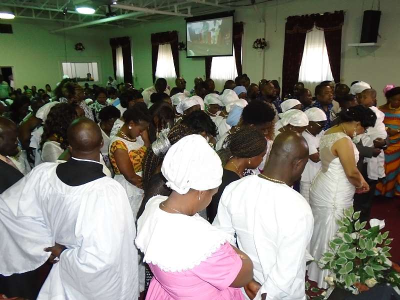 Members receiving blessings after giving whole heartedly