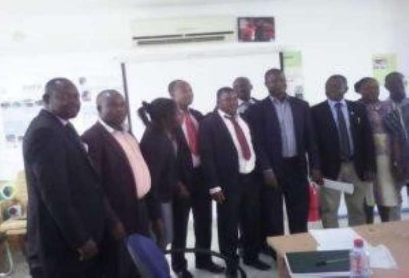 The UE Regional Director of the NH IA, Mr Sebastian Alagpulinsa, with some of the Municipal and District Directors of the Scheme after UHC programme