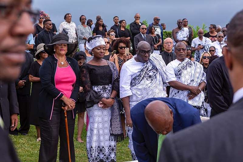 From left: Mrs Ronita Teye Botchwey, spouse of the deceased, Mrs Matilda Alomatu Osei-Agyeman, Head of Chancery, Ghana High Commission UK, HE Papa Owusu-Ankomah, Ghana High Commissioner to UK and Honourable Mohammed Habib Tijani paying their last respect to Dr Teye Botchwey.