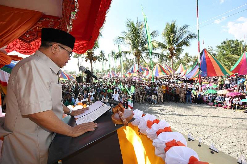 CHAIRMAN AL HAJ MURAD EBRAHIM OF MILF IS ADDRESSING THE CONTENT OF PEACE AGREEMENT SIGNED BETWEEN HWPL AND MILF