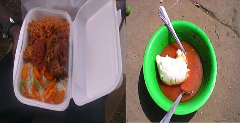 COMPARISON BETWEEN THE FRIED RICE AND CHICKEN AND  THE PERSONNEL AND VOLUNTEERS WERE SERVED AND WHAT THEY USUALLY EAT