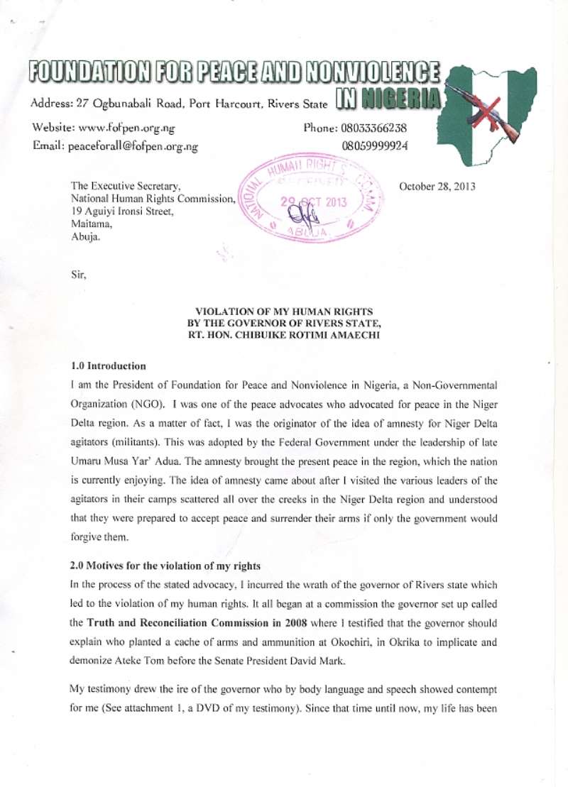COPY OF PETITION TO HUMAN RIGHTS VIOLATION 001