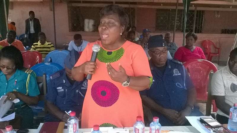 Director Of Mankessim Social Welfare Department, Mrs. Felicia Ankrah Halm Delivering A Speech At The Forum