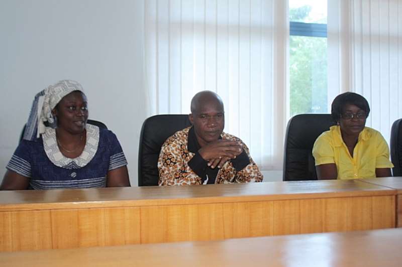 DR. JAMES K. ADOMAKO, DEAN OF STUDENT AFFAIRS, MRS. CHRISTINE BANING, HEAD OF STUDENT FINANCIAL AID OFFICE AND MRS. VIVIAN NETTEY