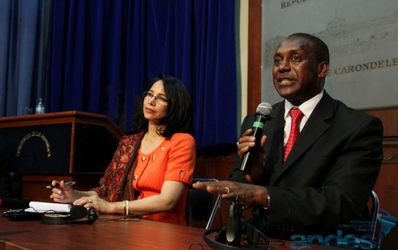 DR. YUMKELLA AND MINISTER OF INDUSTRY AND PRODUCTIVITY DURING THE PRESS CONFERENCE