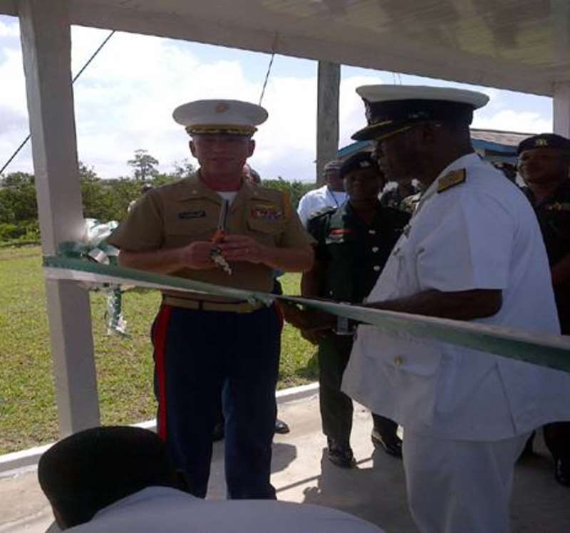 U.S. Defense Attach Lt. Col. Keith Blakely Cut The Ribbon With Commodore Sowa, Director General- Medical Of The Ghana Armed Forces (Gaf), On A Newly Donated Laboratory Facility In Takoradi In The Western Region
