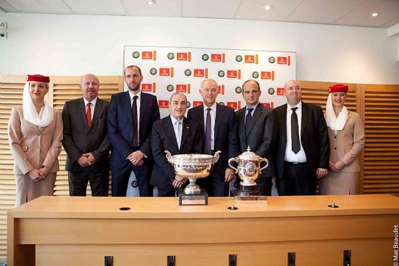 The French Federation Of Tennis And The Emirates Team Flanked By Emirates Cabin Crew