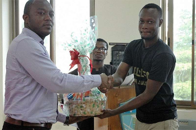 Eugene Nyavor,the Most Influential Student Receiving Hampers From Mr. Nustugah