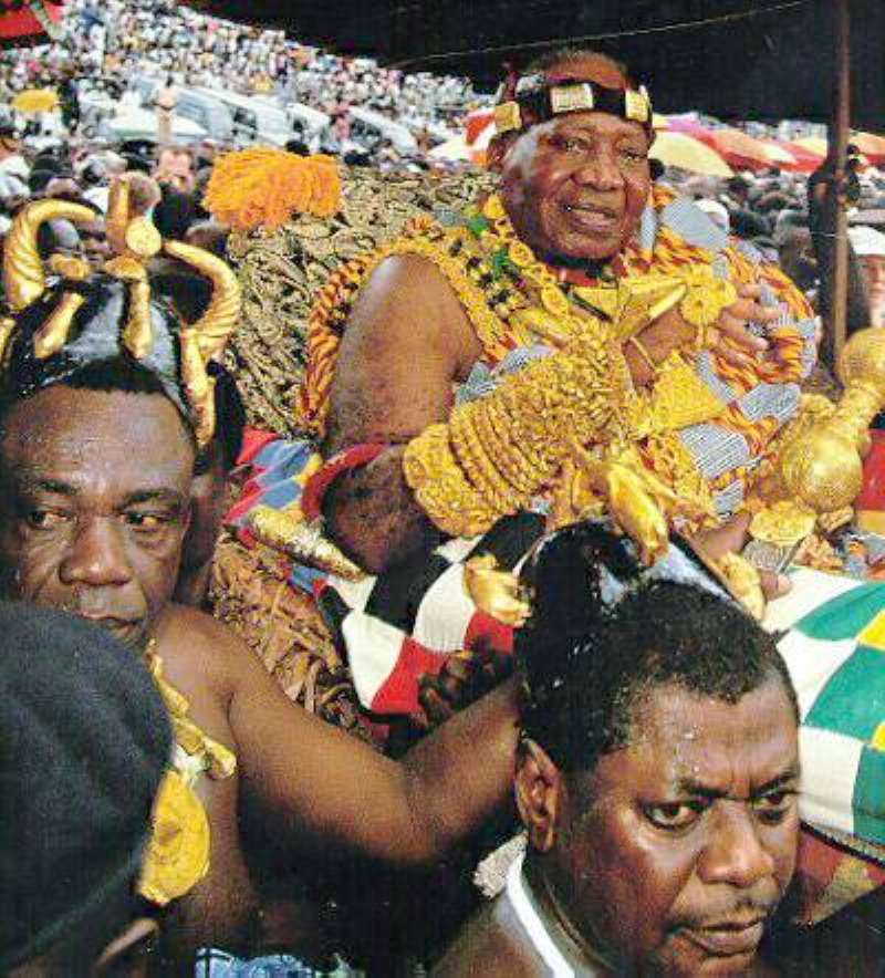 The late Asantehene,Otumfuo Nana Opoku Ware II. in full regalia.