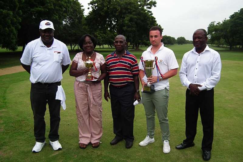 FROM LEFT EMMANUEL MENSAH-BAAH(ZIPNET), ADELAIDE O. BAAH(LADIES WINNER), VICE ADMIRAL MATHEW QUARSHIE, CATTO NICO(MEN WINNER) AND DR. OWUSU BAAH(CLUB CAPTAIN)