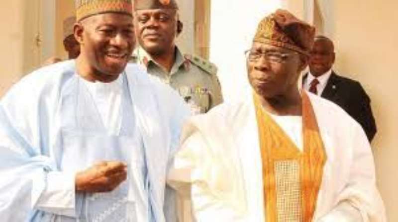 Former Nigerian President Goodluck Jonathan and Obasanjo