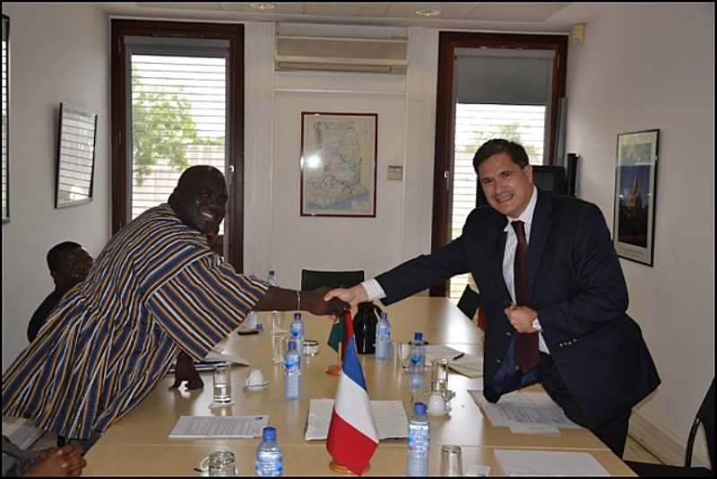 GREATER ACCRA REGIONAL MINISTER, JULIUS DEBRAH, (LEFT) EXCHANGE PLEASANTRIES WITH FRENCH AMBASSADOR, H.E. FRDRIC CLAVIER