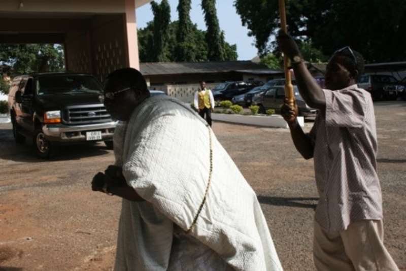 Mr Nii Armah Ashietey, Greater Accra Regional Minister dancing at the Homowo Celebration luncheon.  