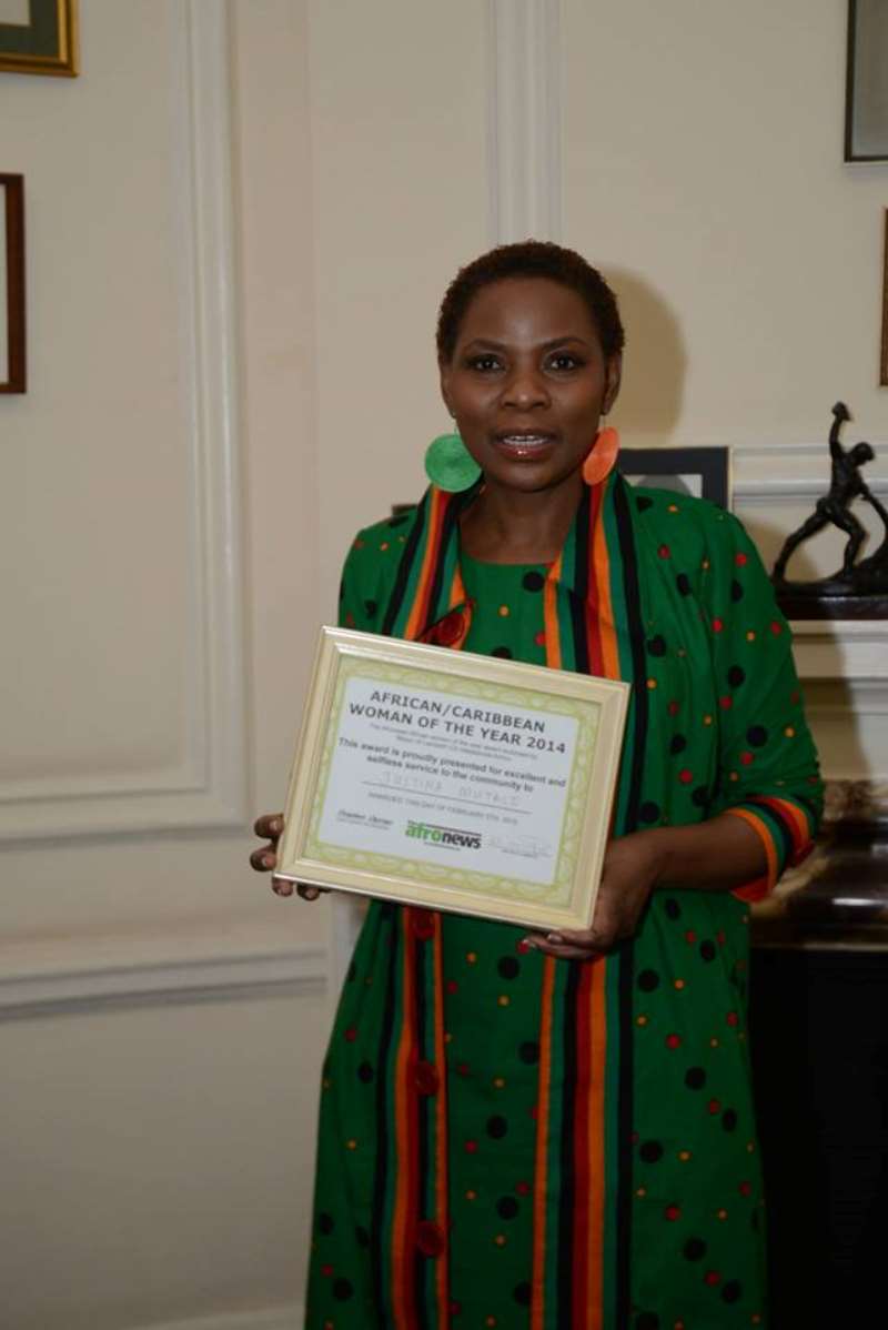 Justina Mutale accepting the Award