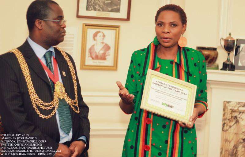 Justina Mutale with His Worship, the Mayor of Lambeth, Cllr Adedamola Aminu