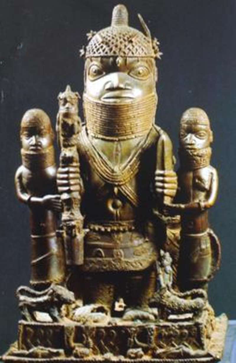 Alter group honouring Oba Akenzua I, Benin, Nigeria, now in the Ethnology Museum, Berlin, Germany. This piece is not inthe reserve collection of the museum.